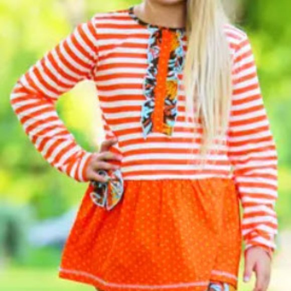 Autumn Floral & Striped Ruffle Outfit Set - Picture 6 of 6